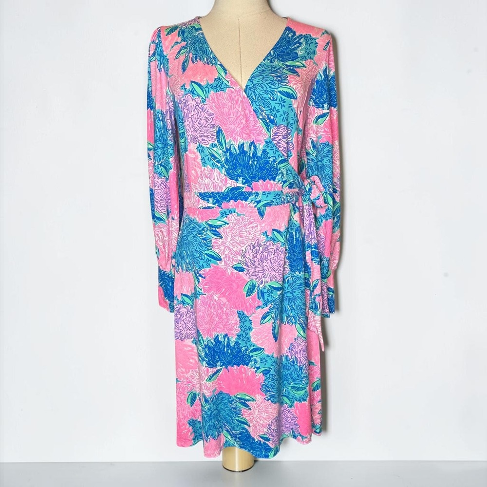 Lilly Pulitzer Rosalinda Wrap Dress Beach House Blooms Floral Resort Wear Preppy - Picture 2 of 6